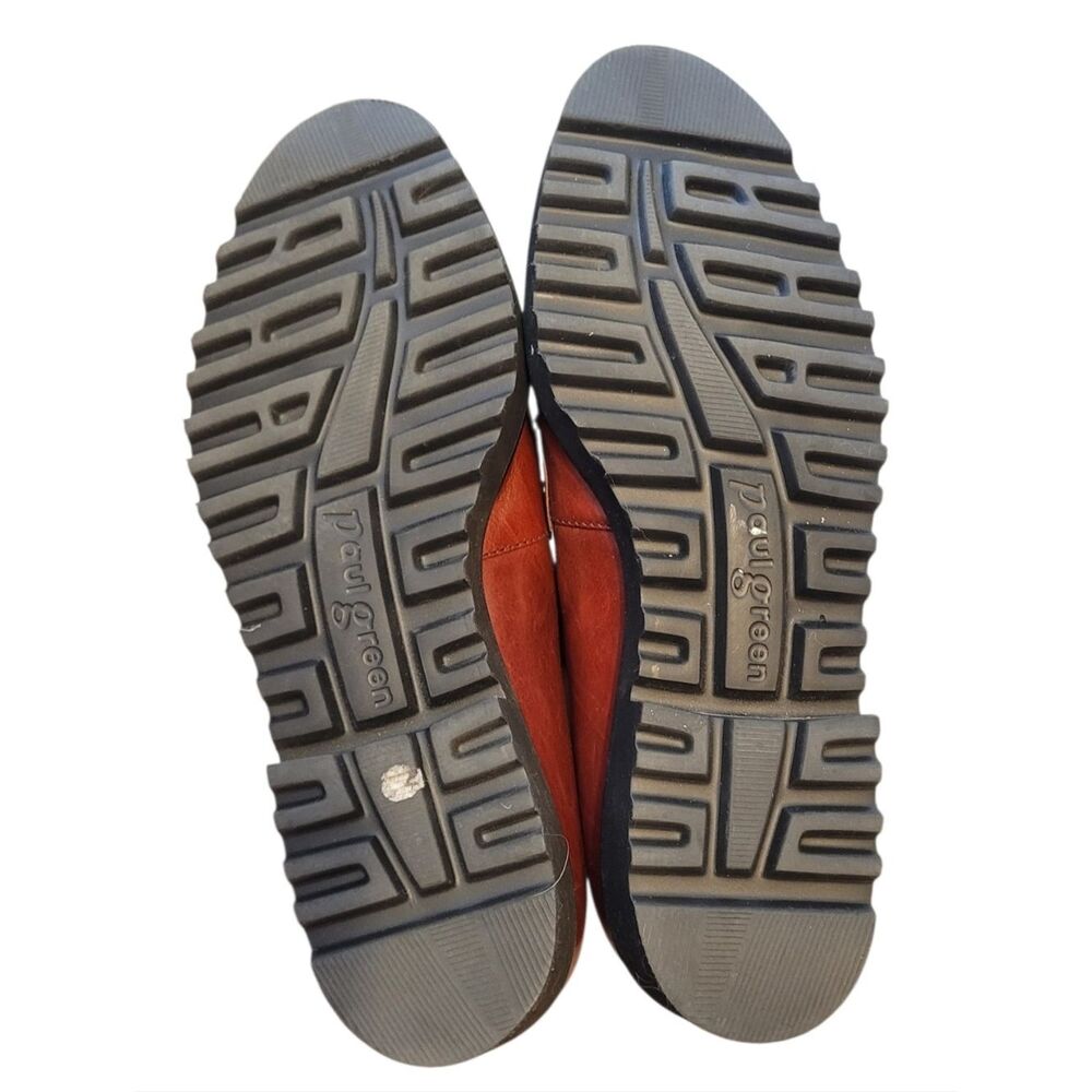 Paul Green Red Leather Stud-Accent Slip-On Chunky Loafers Size 4.5/US 7 - Picture 2 of 7